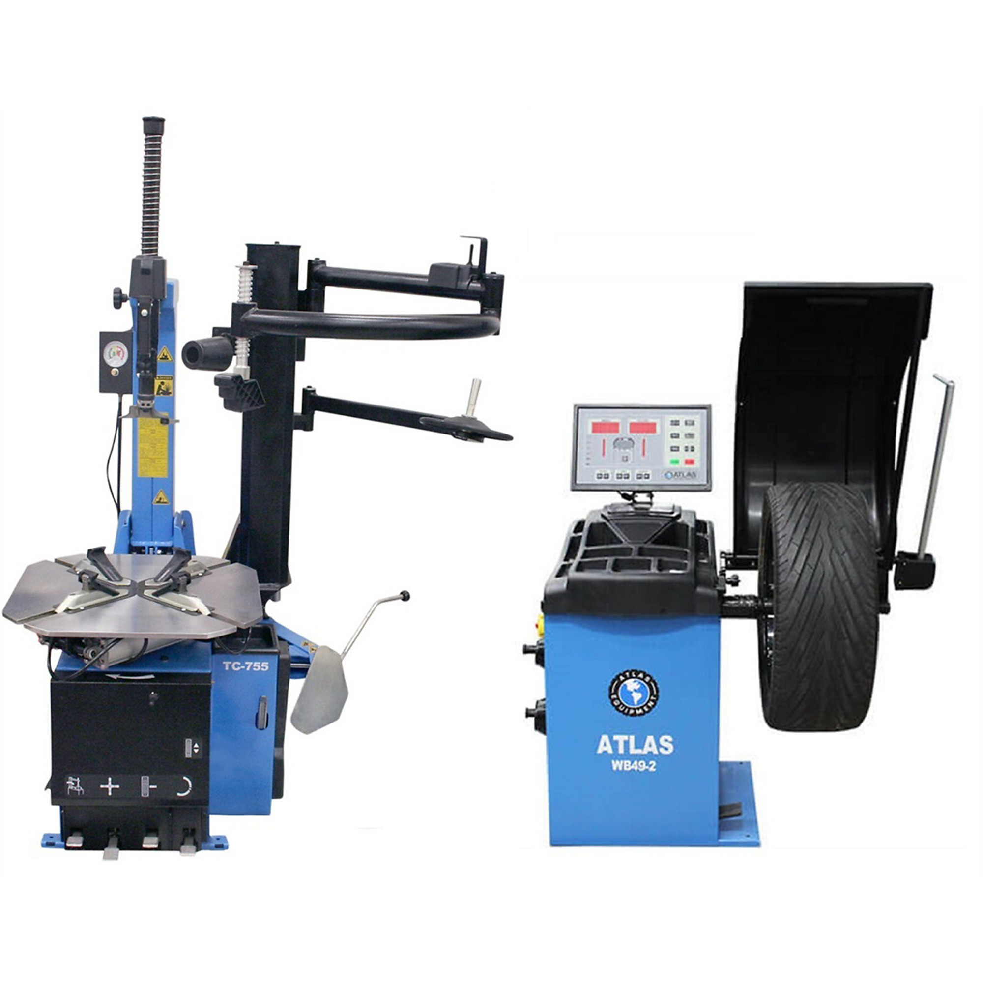 Atlas Automotive Equipment TC755EZ Rim Clamp Tire Changer and WB49-2-PRO Wheel Balancer Combo Package, Model# ATETCWB-COMBO4-FPD